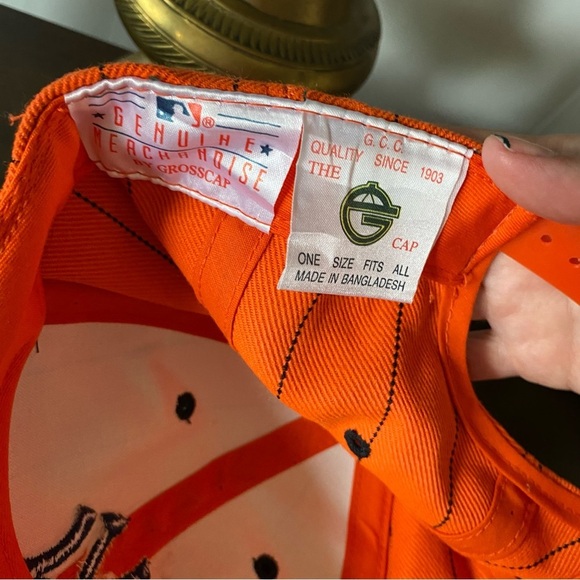 Vintage Genuine Merchandise Grosscap New York Yankees Orange Wool Stripe Hat - Picture 7 of 8